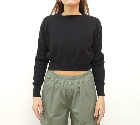 MAGLIETTA CROPPED NERA