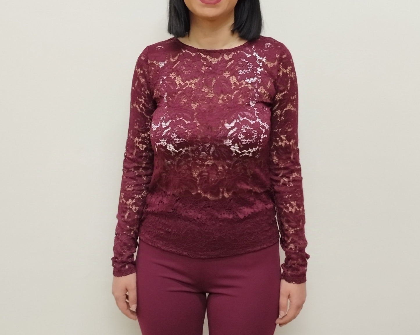 MAGLIA IN PIZZO BORDEAUX
