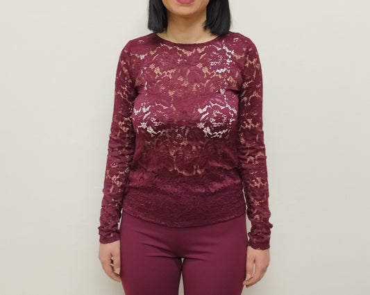 MAGLIA IN PIZZO BORDEAUX